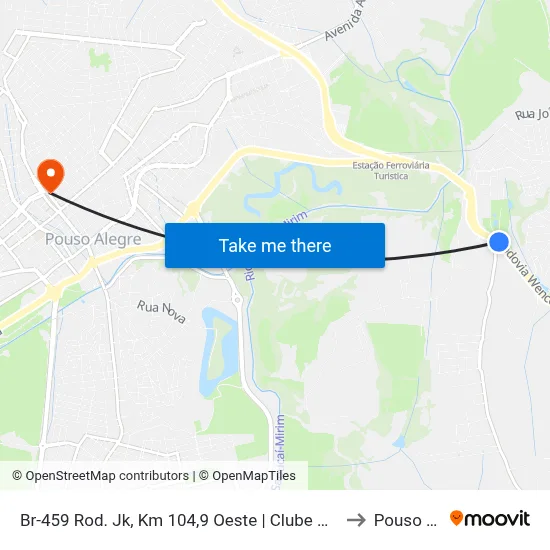 Br-459 Rod. Jk, Km 104,9 Oeste | Clube De Campo Fernão Dias to Pouso Alegre map