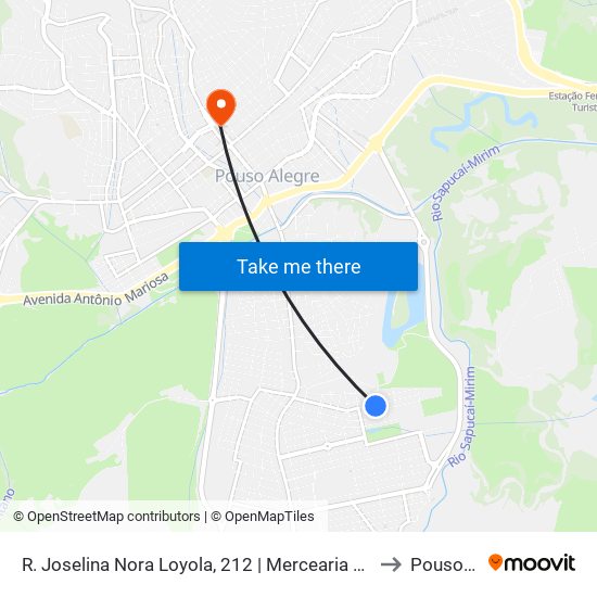 R. Joselina Nora Loyola, 212 | Mercearia Santa Luzia – Sentido Bairro to Pouso Alegre map