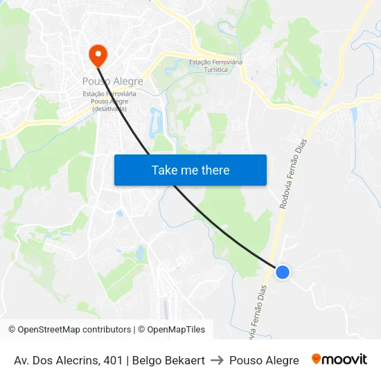 Av. Dos Alecrins, 401 | Belgo Bekaert to Pouso Alegre map