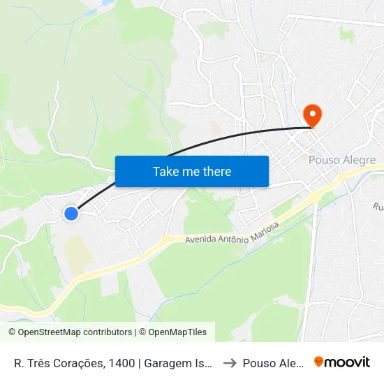R. Três Corações, 1400 | Garagem Isastur to Pouso Alegre map