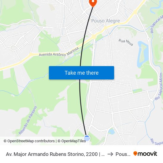 Av. Major Armando Rubens Storino, 2200 | Justiça Do Trabalho/Cimed – Sentido Bairro to Pouso Alegre map