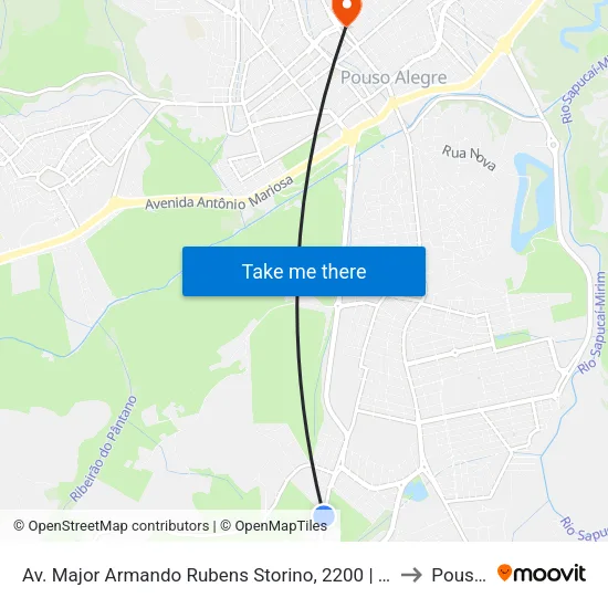 Av. Major Armando Rubens Storino, 2200 | Justiça Do Trabalho/Cimed – Sentido Bairro to Pouso Alegre map