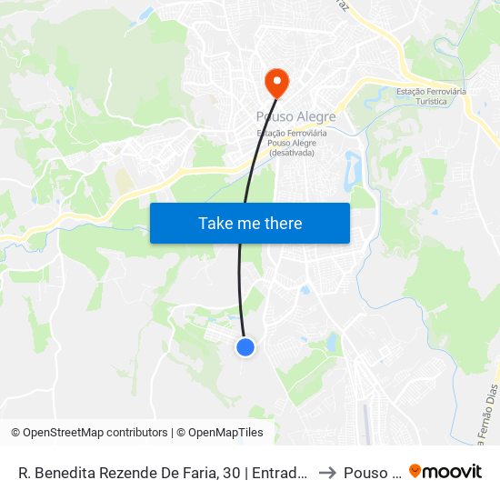 R. Benedita Rezende De Faria, 30 | Entrada Vergani – Bar Do Toninho to Pouso Alegre map