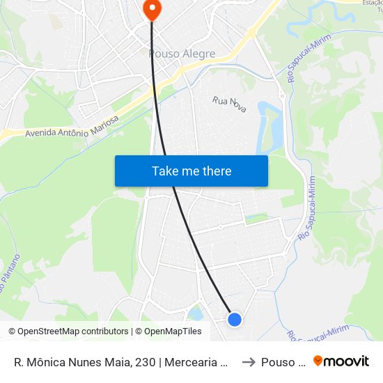 R. Mônica Nunes Maia, 230 | Mercearia Mariosa – Sentido Centro to Pouso Alegre map