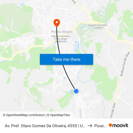 Av. Pref. Olavo Gomes De Oliveira, 4555 | União Química Farmacêutica – Sentido Centro to Pouso Alegre map