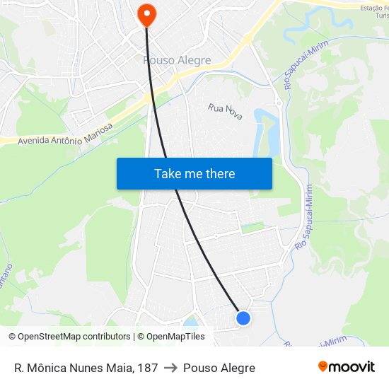 R. Mônica Nunes Maia, 187 to Pouso Alegre map