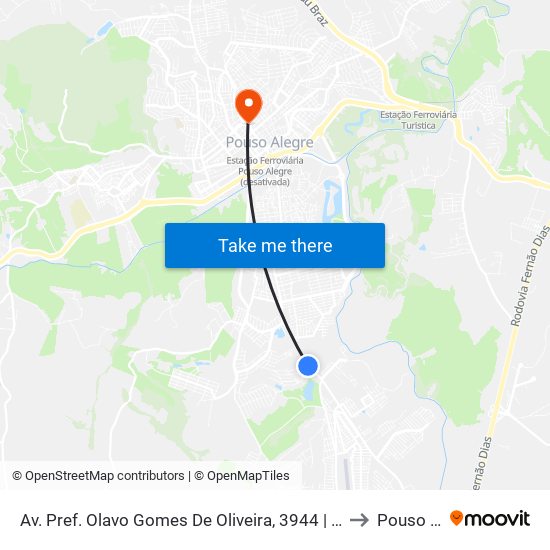 Av. Pref. Olavo Gomes De Oliveira, 3944 | Lanchonete São Cristóvão to Pouso Alegre map