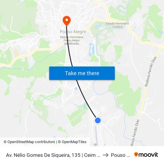 Av. Nélio Gomes De Siqueira, 135 | Ceim Lazara Casarini Diani to Pouso Alegre map