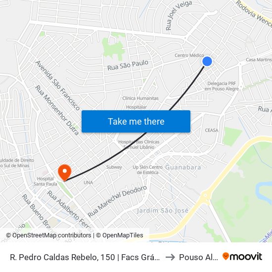 R. Pedro Caldas Rebelo, 150 | Facs Gráfica E Editora to Pouso Alegre map