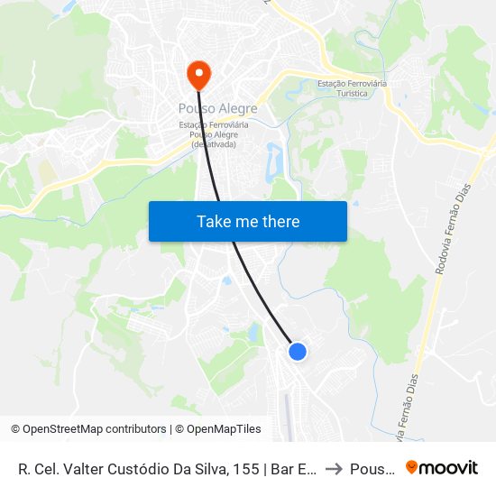 R. Cel. Valter Custódio Da Silva, 155 | Bar E Mercearia Do Francisco – Sentido Centro to Pouso Alegre map