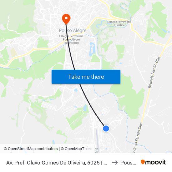 Av. Pref. Olavo Gomes De Oliveira, 6025 | E.M. Clarice Toledo – Sentido Centro to Pouso Alegre map
