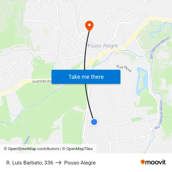R. Luís Barbato, 336 to Pouso Alegre map