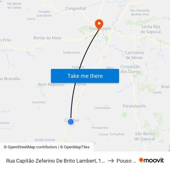 Rua Capitão Zeferino De Brito Lambert, 15 | Casa De Frutas Lazinho to Pouso Alegre map