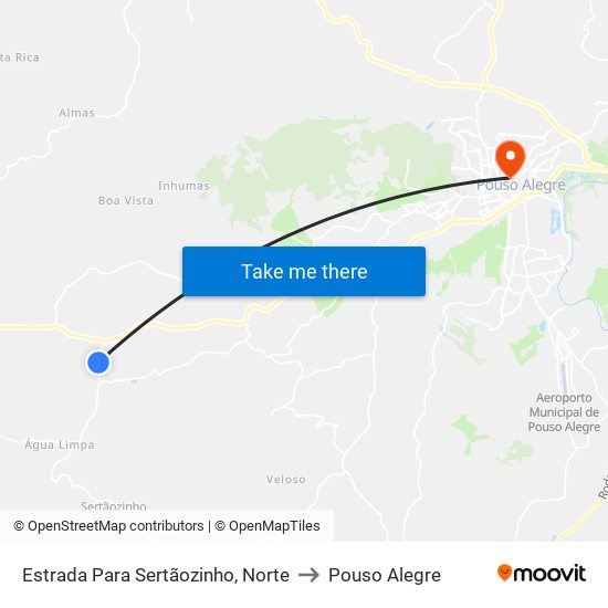 Estrada Para Sertãozinho, Norte to Pouso Alegre map