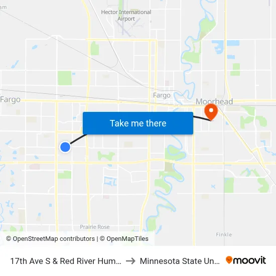 17th Ave S & Red River Human Services Foundation to Minnesota State University Moorhead map