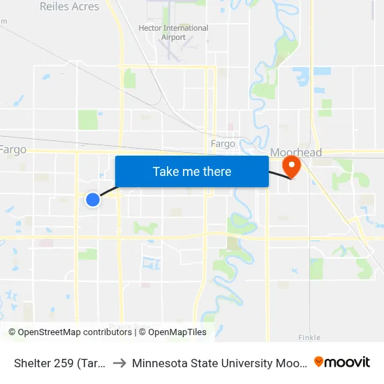 Shelter 259 (Target) to Minnesota State University Moorhead map