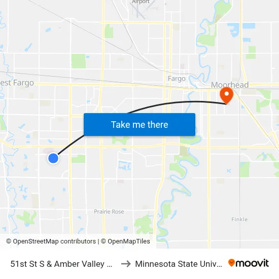 51st St S & Amber Valley Pkwy S (Corner Nw) to Minnesota State University Moorhead map