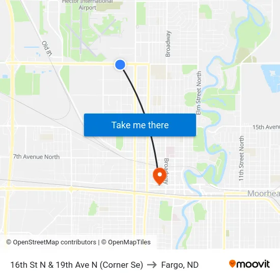 16th St N & 19th Ave N (Corner Se) to Fargo, ND map