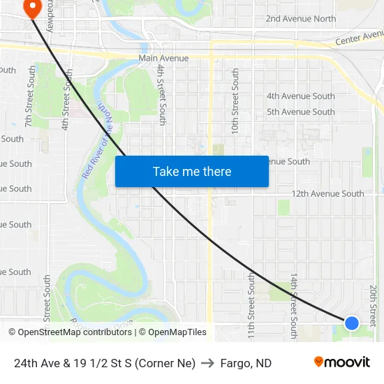 24th Ave & 19 1/2 St S (Corner Ne) to Fargo, ND map