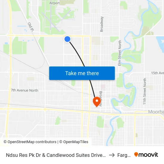 Ndsu Res Pk Dr & Candlewood Suites Driveway (T Intersection West) to Fargo, ND map