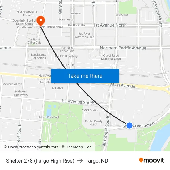 Shelter 278 (Fargo High Rise) to Fargo, ND map