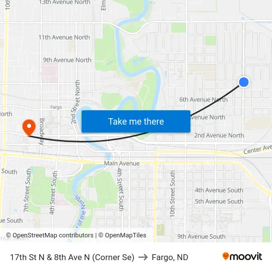 17th St N & 8th Ave N (Corner Se) to Fargo, ND map