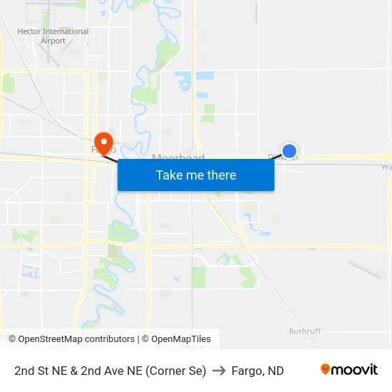 2nd St NE & 2nd Ave NE (Corner Se) to Fargo, ND map