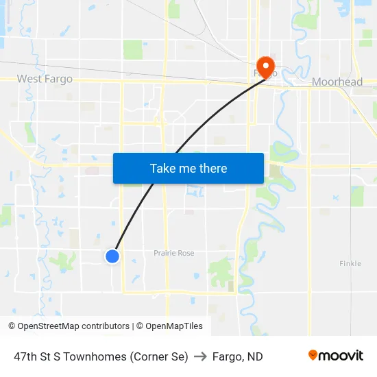 47th St S Townhomes (Corner Se) to Fargo, ND map