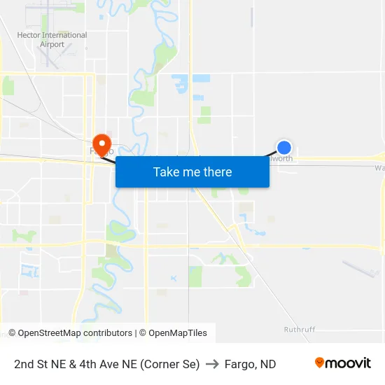 2nd St NE & 4th Ave NE (Corner Se) to Fargo, ND map