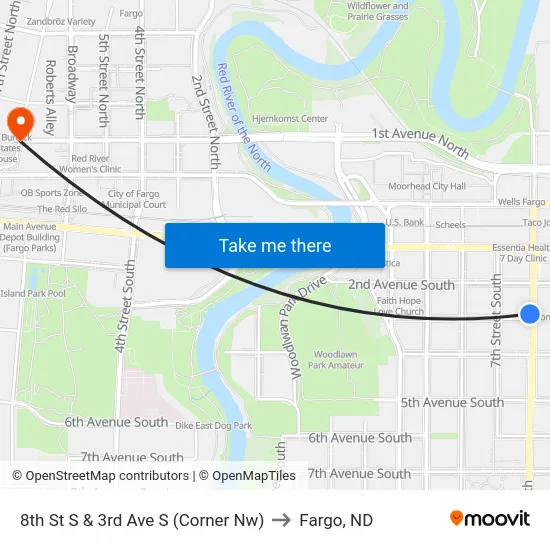 8th St S & 3rd Ave S (Corner Nw) to Fargo, ND map