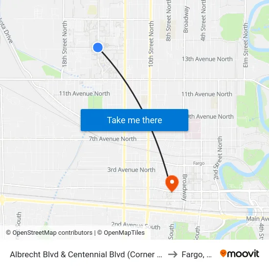 Albrecht Blvd & Centennial Blvd (Corner Nw) to Fargo, ND map