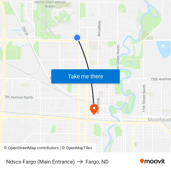 Ndscs-Fargo (Main Entrance) to Fargo, ND map