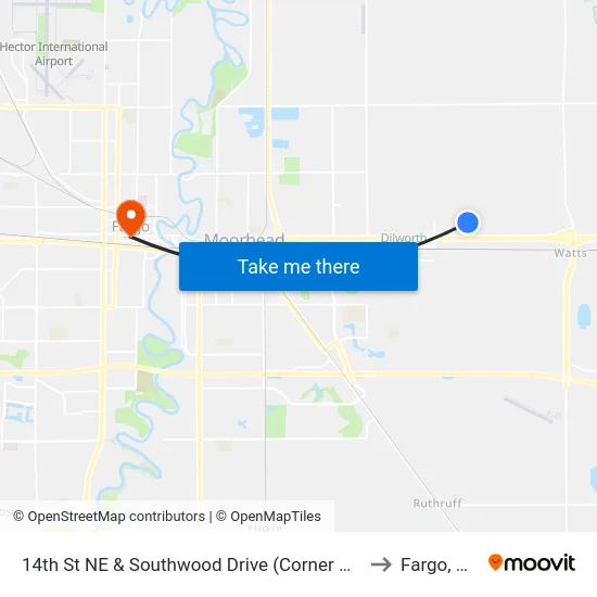 14th St NE & Southwood Drive (Corner Ne) to Fargo, ND map
