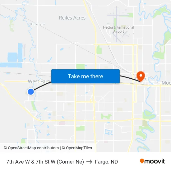 7th Ave W & 7th St W (Corner Ne) to Fargo, ND map