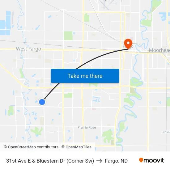 31st Ave E & Bluestem Dr (Corner Sw) to Fargo, ND map