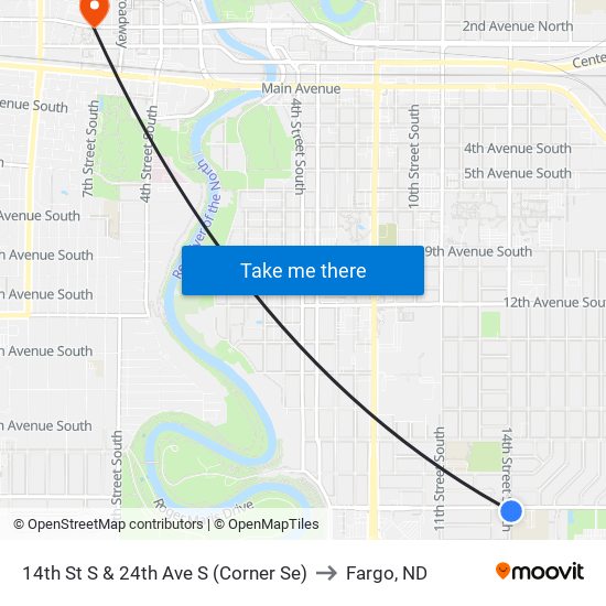 14th St S & 24th Ave S (Corner Se) to Fargo, ND map