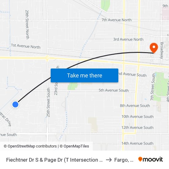 Fiechtner Dr S & Page Dr (T Intersection Nw) to Fargo, ND map