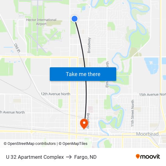 U 32 Apartment Complex to Fargo, ND map