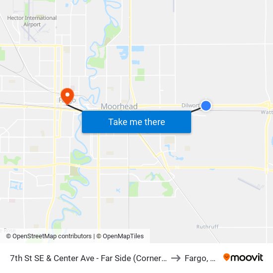 7th St SE & Center Ave - Far Side (Corner Sw) to Fargo, ND map