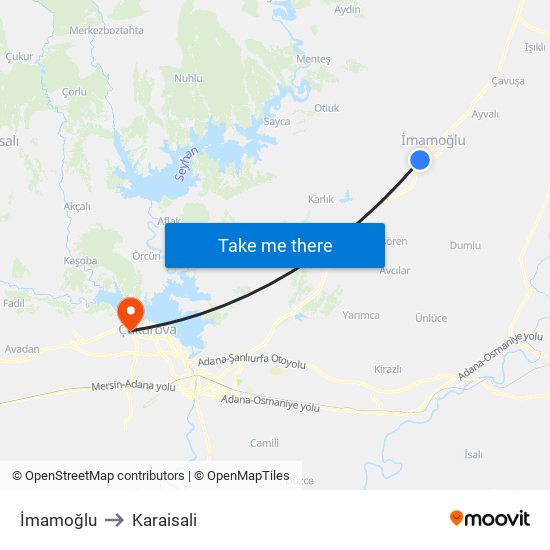 İmamoğlu to Karaisali map