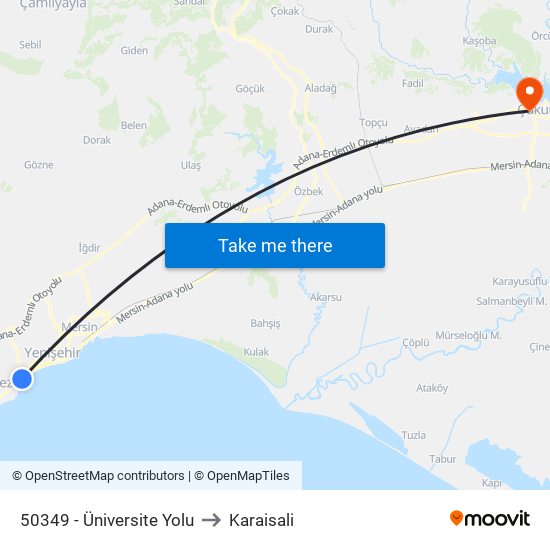 50349 - Üniversite Yolu to Karaisali map