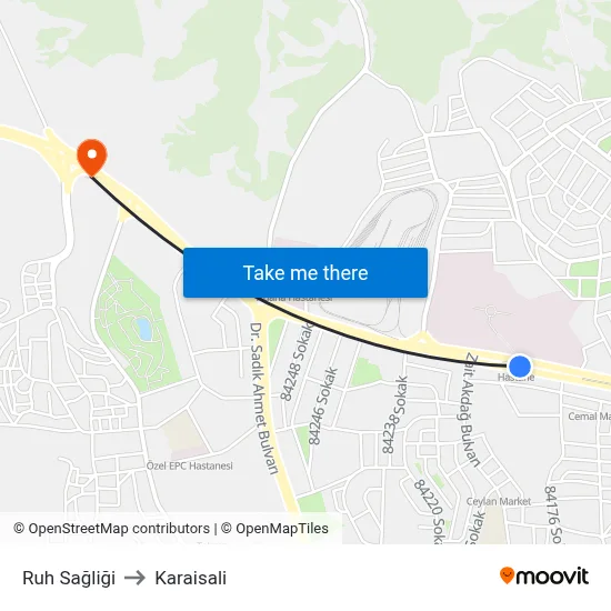 Ruh Sağliği to Karaisali map