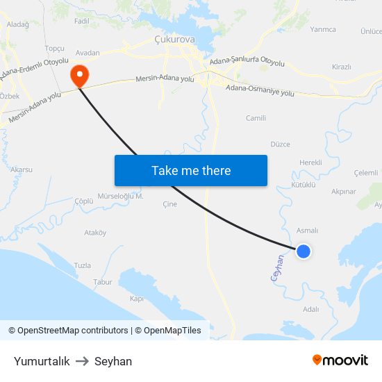 Yumurtalık to Seyhan map