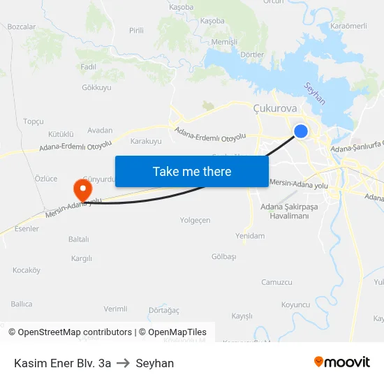 Kasim Ener Blv. 3a to Seyhan map