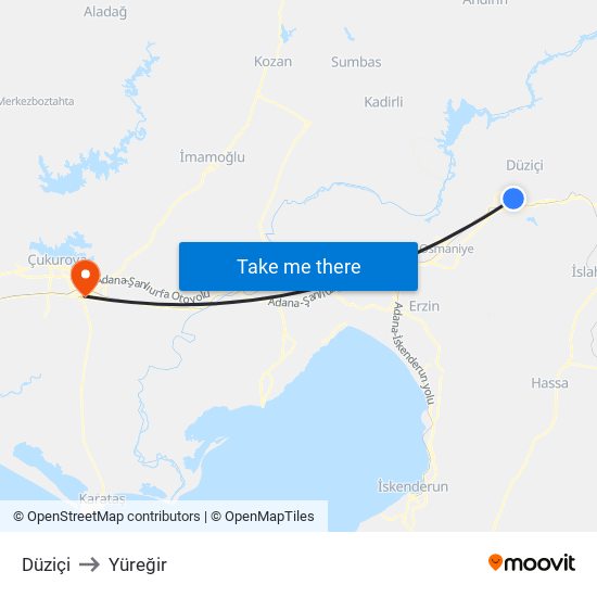 Düziçi to Yüreğir map