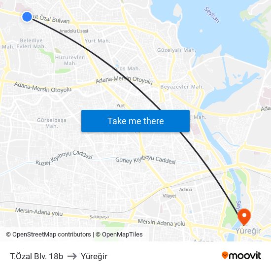 T.Özal Blv. 18b to Yüreğir map