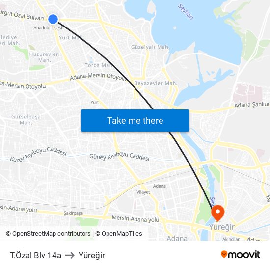 T.Özal Blv 14a to Yüreğir map