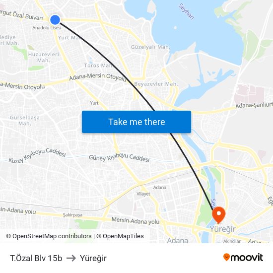 T.Özal Blv 15b to Yüreğir map