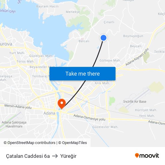 Çatalan Caddesi 6a to Yüreğir map