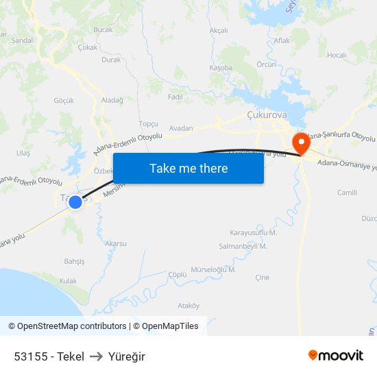 53155 - Tekel to Yüreğir map